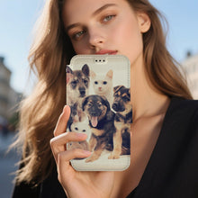 Lade das Bild in den Galerie-Viewer, Personalisiertes iPhone 17 Leder Flip-Case mit Kartenfach und Lanyard