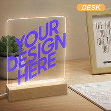 Lade das Bild in den Galerie-Viewer, Nachtlicht aus Acryl (quadratischer Holzsockel) mit Foto Text selbst gestalten und bedrucken