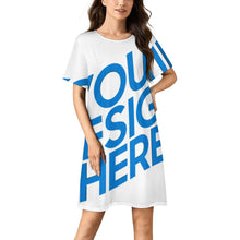 Lade das Bild in den Galerie-Viewer, Damen / Frauen Lockeres Kurzarm Pyjama Nachthemd LM413 mit Fotos Muster Text Logo selbst gestalten und bedrucken