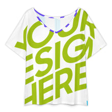 Lade das Bild in den Galerie-Viewer, Multi-Image-Design Damen / Frauen Lockeres V-Ausschnitt T-Shirt mit Schlitzsaum NT65 mit Foto Design Motiv Text selbst gestalten und bedrucken (Simple Design)