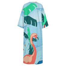 Lade das Bild in den Galerie-Viewer, Damen Kaftan Kleid mit Foto | Langer V-Ausschnitt Kaftan aus Leinen