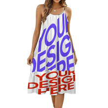 Lade das Bild in den Galerie-Viewer, Multi-Image-Design Damen / Frauen Hosenträger Kleid Großer Swingrock KQ mit Fotos Muster Text Logo selbst gestalten und bedrucken