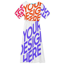 Lade das Bild in den Galerie-Viewer, Multi-Image-Design Damen / Frauen Sommer Maxikleid mit Blütenblattausschnitt F31Q mit Foto Design Motiv Text selbst gestalten und bedrucken (Simple Design)