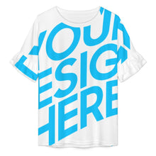 Lade das Bild in den Galerie-Viewer, Einzelbild-Design Damen / Frauen T-Shirt mit Rundhalsausschnitt und Lotusblattärmeln NT103 mit Foto Design Motiv Text selbst gestalten und bedrucken