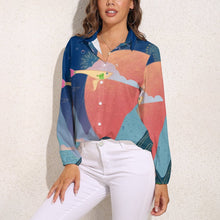 Lade das Bild in den Galerie-Viewer, Damen Retro-Bluse personalisieren | Langarm V-Ausschnitt Bluse