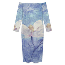 Lade das Bild in den Galerie-Viewer, Schulterfreies Maxikleid mit Langarm und personalisiertem Design