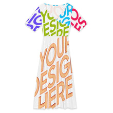Lade das Bild in den Galerie-Viewer, Multi-Image-Design Damen / Frauen Sommer Maxikleid mit Blütenblattausschnitt F31Q mit Foto Design Motiv Text selbst gestalten und bedrucken (Simple Design)