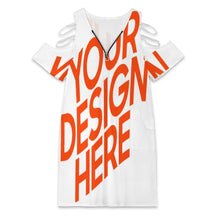 Lade das Bild in den Galerie-Viewer, Damen / Frauen Große Größen V-Ausschnitt Off-Shoulder Kleid F59Q mit Foto Design Motiv Text selbst gestalten und bedrucken (Simple Design)
