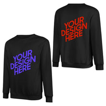 Lade das Bild in den Galerie-Viewer, 100% Baumwolle Vorder- und Hinterseite-Druck Herren Damen Unisex Langarm Sweatshirt Pullover Shirt Verschiedne Farben mit Foto Design Motiv Text selbst gestalten und bedrucken