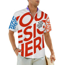 Lade das Bild in den Galerie-Viewer, Multi-Image-Design Herren Stehkragen Kurzarmhemd mit Tasche LM058 mit Ihrem Design Motiv Foto Text selbst gestalten und bedrucken