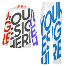 Lade das Bild in den Galerie-Viewer, Personalisierter Multi-Image-Druck Herren Schlafanzug Pajama LM092 in langer Form 2-tlg. mit Fotos Muster Text Logo selbst gestalten und bedrucken