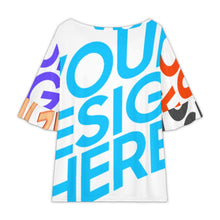 Lade das Bild in den Galerie-Viewer, Multi-Image-Design Damen / Frauen Großes T-Shirt mit Rundhalsausschnitt und Lotusblattärmeln NT104 mit Foto Design Motiv Text selbst gestalten und bedrucken (Simple Design)