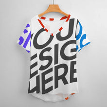 Lade das Bild in den Galerie-Viewer, Multi-Image-Druck Ice Silk Short Sleeve Shirt V-Neck T-Shirt NZ109 - Damen / Frauen - selbst gestalten und bedrucken