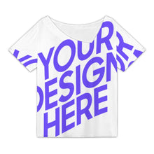 Lade das Bild in den Galerie-Viewer, Einzelbilddruck Damen / Frauen T-Shirt mit schrägem Kragen und kurzen Ärmeln DVL selbst gestalten und bedrucken