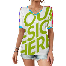 Lade das Bild in den Galerie-Viewer, Multi-Image-Design Damen / Frauen Schulterfreies Kurzarm-Kleid T-shirt LM077 mit Foto Design Motiv Text selbst gestalten und bedrucken (Simple Design)