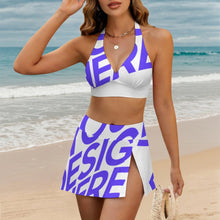 Lade das Bild in den Galerie-Viewer, Einzelbild-Design Damen / Frauen Zweiteiliger Badeanzug mit Schnürung und Minirock (Schlitz) 308977 mit Fotos Muster Text Logo selbst gestalten und bedrucken