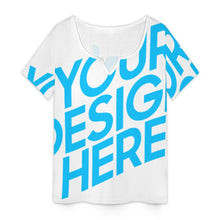Lade das Bild in den Galerie-Viewer, Einzelbild-Design Damen / Frauen Kleines Kurzarm-T-Shirt mit V-Ausschnitt VDT mit Foto Design Motiv Text selbst gestalten und bedrucken (Simple Design)