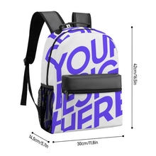 Lade das Bild in den Galerie-Viewer, Lässiger Taschen Rucksack Schultasche Schulrucksack XB0604193 mit Fotos Muster Text Logo selbst gestalten und bedrucken