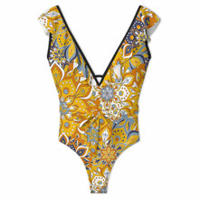 Lade das Bild in den Galerie-Viewer, 2024 NEW Einzelbild-Design Bademode Damen Sexy Einteiliger Badeanzug Strandbadeanzug V Ausschnitt SDS2003 mit Rüschenbesatz mit Foto Design Motiv Text selbst gestalten und bedrucken
