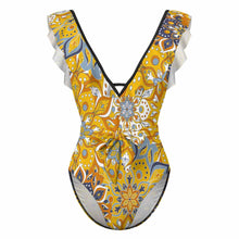 Lade das Bild in den Galerie-Viewer, 2024 NEW Einzelbild-Design Bademode Damen Sexy Einteiliger Badeanzug Strandbadeanzug V Ausschnitt SDS2003 mit Rüschenbesatz mit Foto Design Motiv Text selbst gestalten und bedrucken