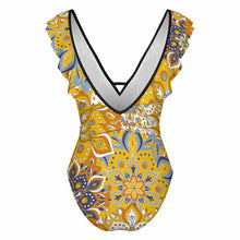 Lade das Bild in den Galerie-Viewer, 2024 NEW Einzelbild-Design Bademode Damen Sexy Einteiliger Badeanzug Strandbadeanzug V Ausschnitt SDS2003 mit Rüschenbesatz mit Foto Design Motiv Text selbst gestalten und bedrucken
