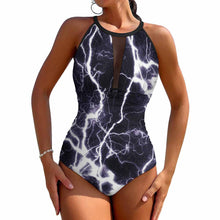 Lade das Bild in den Galerie-Viewer, 2024 NEW Einzelbild-Design Damen/Frauen Einteiliger Badeanzug Strandbadeanzug aus einfarbigem Mesh Patchwork femininer enger Badeanzug SDS2001 mit Foto Design Motiv Text selbst gestalten und bedrucken