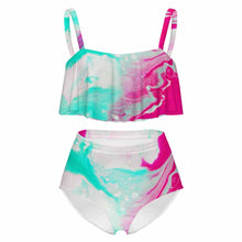 Lade das Bild in den Galerie-Viewer, 2024 NEW Zweiteiliger Tankini Badeanzug Bustier Bikini Set Damen / Frauen mit Rüschen mit hoher Taille MSYX464 mit Foto Design Motiv Text selbst gestalten und bedrucken (Simple Design)