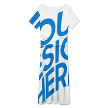 Lade das Bild in den Galerie-Viewer, Damen / Frauen Kurzärmliges Kleid mit V-Ausschnitt LYQ142 mit Foto Design Motiv Text selbst gestalten und bedrucken (Simple Design)
