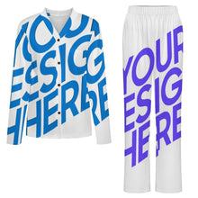 Lade das Bild in den Galerie-Viewer, Einzelbild-Design Damen / Frauen Langärmliger Pyjama Anzug mit V-Ausschnitt B99TZ mit Foto Design Motiv Text selbst gestalten und bedrucken
