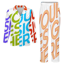 Lade das Bild in den Galerie-Viewer, Personalisierter Multi-Image-Druck Herren Schlafanzug Pajama LM092 in langer Form 2-tlg. mit Fotos Muster Text Logo selbst gestalten und bedrucken