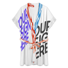 Lade das Bild in den Galerie-Viewer, Multi-Image-Design Damen/Frauen Kurzärmeliger Bademantel Pyjama mit Gürtel und Spitzenbesatz SDS2517 mit Foto Design Motiv Text selbst gestalten und bedrucken
