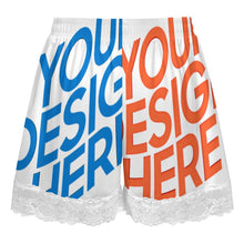 Lade das Bild in den Galerie-Viewer, Multi-Image-Druck Damen / Frauen kurze Pyjamahose mit Spitzenbesatz SDS2516 mit Fotos Muster Text Logo selbst gestalten und bedrucken