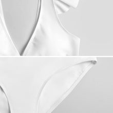 Lade das Bild in den Galerie-Viewer, Multi-Image-Druck Damen / Frauen Rüschenärmeln One-piece Swimsuit Badeanzug mit V-Ausschnitt 294340 mit Foto selbst gestalten und bedrucken