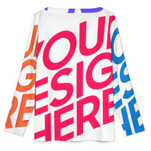 Lade das Bild in den Galerie-Viewer, Multi-Image-Design Damen / Frauen Kleines Langarm-T-Shirt mit V-Ausschnitt YUC mit Foto Design Motiv Text selbst gestalten und bedrucken (Simple Design)