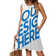 Lade das Bild in den Galerie-Viewer, Damen / Frauen Ärmelloses Kleid LM412 mit Fotos Muster Text Logo selbst gestalten und bedrucken
