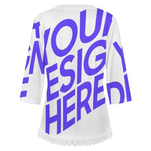 Lade das Bild in den Galerie-Viewer, Einzelbilddruck Damen / Frauen V-Ausschnitt T-Shirt mit Spitzenbesatz und halblangen Ärmeln SDS2513 mit Foto Design Motiv Text selbst gestalten und bedrucken