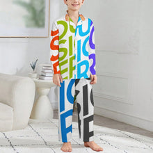 Lade das Bild in den Galerie-Viewer, Multi-Image-Druck Langärmeliger Schlafanzug Pyjama Kinder LM125 mit Fotos Muster Text Logo selbst gestalten und bedrucken
