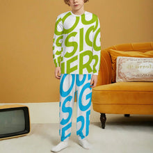 Lade das Bild in den Galerie-Viewer, Einzelbilddruck Kinder Rundhalsausschnitt Langarm Pyjama-Set LM126 mit Foto Text Personalisiertes