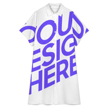 Lade das Bild in den Galerie-Viewer, Einzelbild-Design Damen / Frauen Mittellanges Hemdkleid mit Revers B15Q mit Foto Design Motiv Text selbst gestalten und bedrucken (Simple Design)