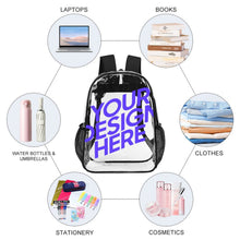 Lade das Bild in den Galerie-Viewer, 17 Zoll Transparente Rucksack Schultasche mit Fotos Muster Text Logo selbst gestalten und bedrucken