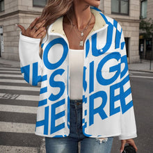 Lade das Bild in den Galerie-Viewer, Plüsch Freizeithemd mit Stehkragen MWL505 für Damen / Frauen mit Foto Design Motiv Text selbst gestalten und bedrucken