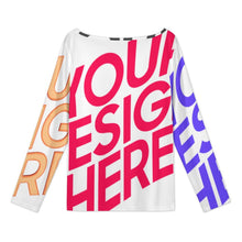 Lade das Bild in den Galerie-Viewer, Multi-Image-Design Damen / Frauen Langärmliges T-Shirt mit schrägem Kragen XVL mit Foto Design Motiv Text selbst gestalten und bedrucken (Simple Design)