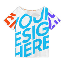 Lade das Bild in den Galerie-Viewer, Multi-Image-Design Damen / Frauen T-Shirt mit schrägem Kragen und kurzen Ärmeln DVL selbst gestalten und bedrucken