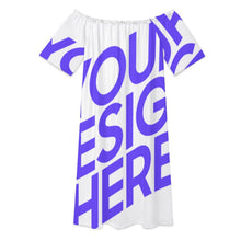 Lade das Bild in den Galerie-Viewer, Damen / Frauen Off-Shoulder Kleid Schulterfreies Kurzkleid Sommerkleid Sommer lässige Mode sexy F9Q mit Foto Design Motiv Text selbst gestalten und bedrucken (Simple Design)