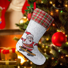 Lade das Bild in den Galerie-Viewer, Personalisierbarer Weihnachtssocke mit Pailletten | Nikolausstrumpf mit Foto