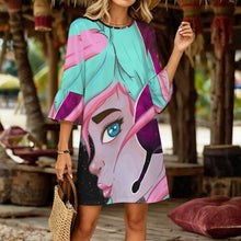 Lade das Bild in den Galerie-Viewer, Damen Freizeitkleid mit Rüschenärmeln – leicht, weich und individuell bedruckbar