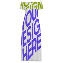 Lade das Bild in den Galerie-Viewer, Multi-Image-Design Damen / Frauen MXLD292 Off-Shoulder-Kleid / Trägerloses Maxikleid RRCQ mit Fotos Muster Text Logo selbst gestalten und bedrucken