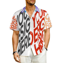 Lade das Bild in den Galerie-Viewer, Multi-Image-Design Herren Kurzarmhemd mit Revers und Falten LM005 mit Ihrem Design Motiv Foto Text selbst gestalten und bedrucken