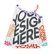 Lade das Bild in den Galerie-Viewer, Multi-Image-Design Sweatshirt mit schrägem Kragen und überschnittenen Schultern für Damen / Frauen T-Shirt A11L mit Foto Design Motiv Text selbst gestalten und bedrucken (Simple Design)