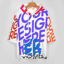 Lade das Bild in den Galerie-Viewer, Unisex Damen/Herren Multi-Image-Design Fischschuppen-Tuch Kapuzenpullover Sweatshirt Kapuzenshirt Halbarm LM033 mit Foto Design Motiv Text selbst gestalten und bedrucken